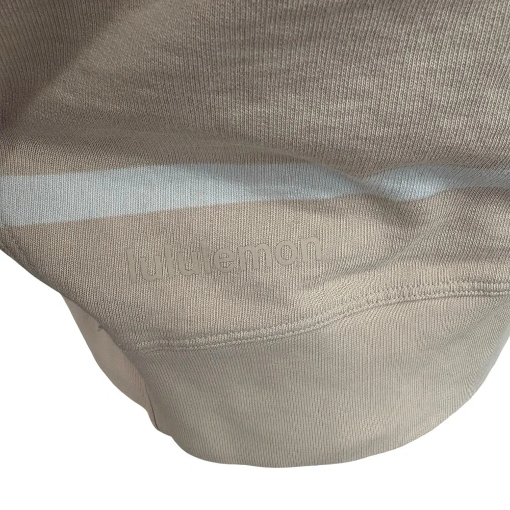 Lululemon Perfectly Oversized Cropped Crew Stripe Cafe Au Lait Sweatshirt Size 4 - Picture 5 of 7